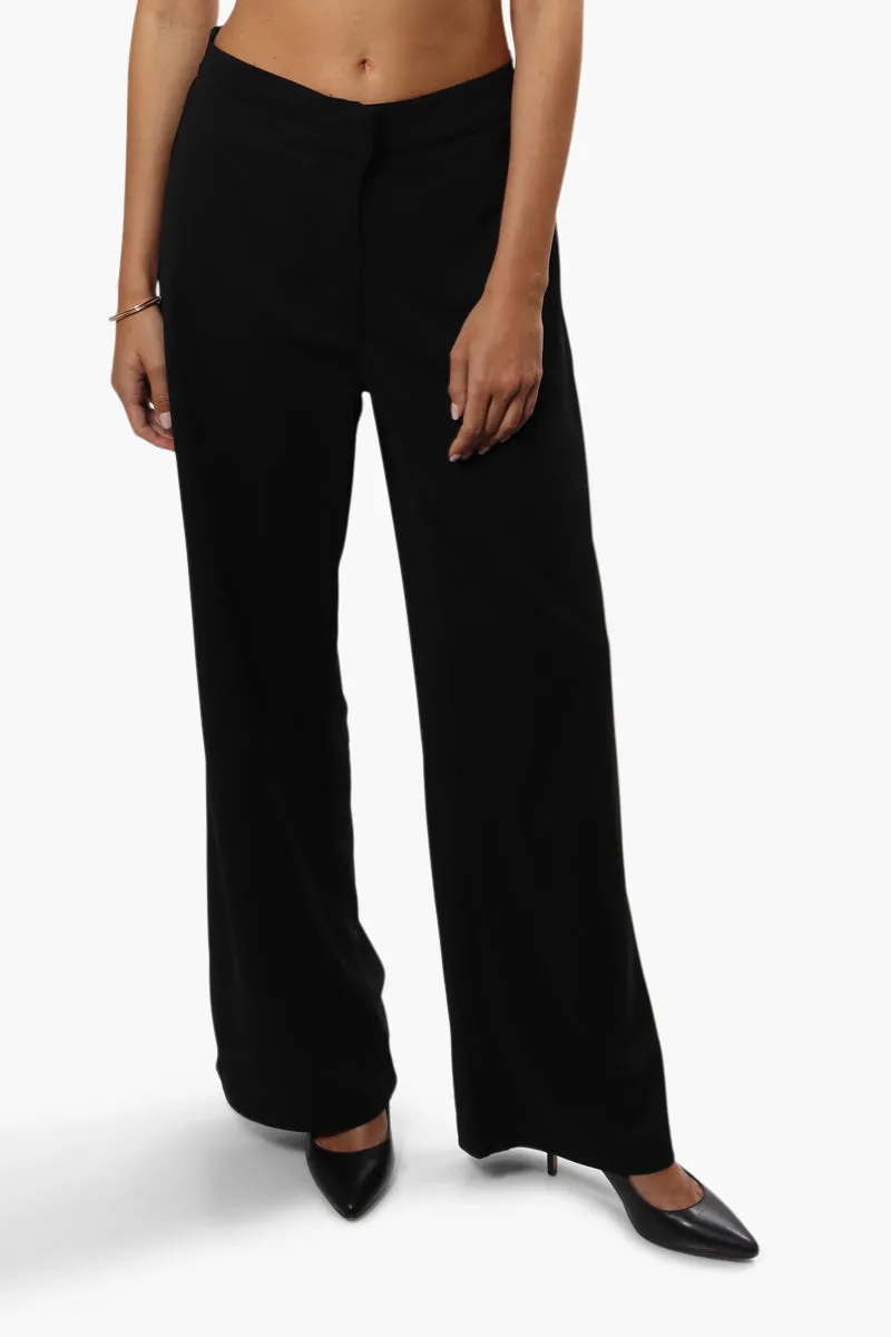 Limite Solid Wide Leg Pants - Black