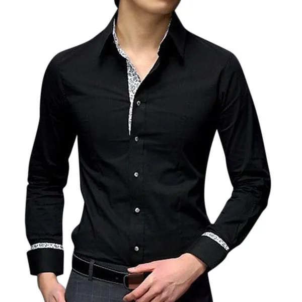 Long Sleeve Solid Color Designer Dress Shirt for Men Slim Fit Business Casual