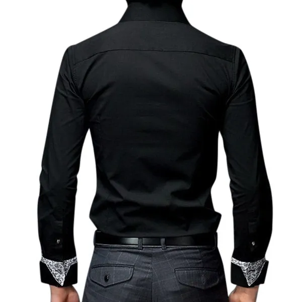 Long Sleeve Solid Color Designer Dress Shirt for Men Slim Fit Business Casual