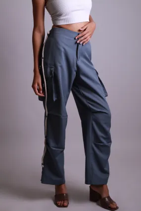 MAISON BEIGE PANTALON CARGO "BLEU"