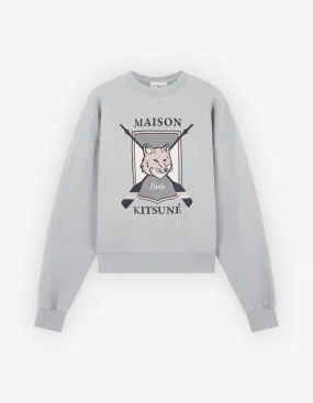 Maison Kitsune Women's College Fox Printed Comfort Sweatshirt Light Grey Melange LW00306KM0307 H120