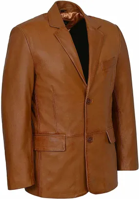 Men’s Brown TWO BUTTON Leather Blazer TB028