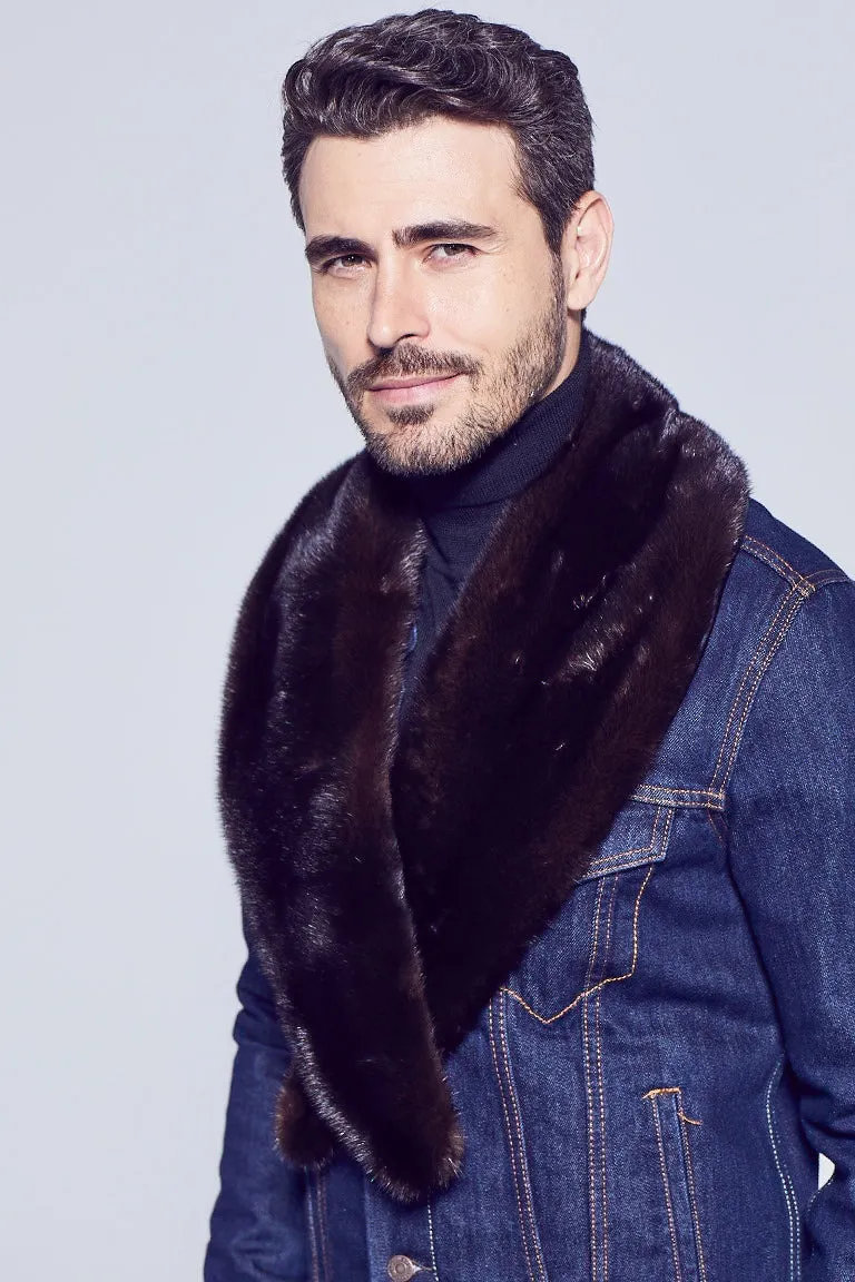 Men's Mahogany Mink Fur Shawl Collar