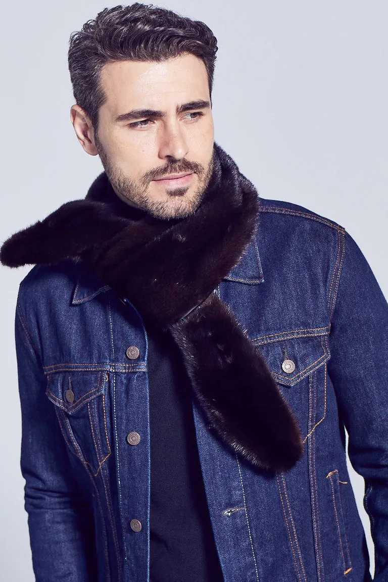 Men's Mahogany Mink Fur Shawl Collar