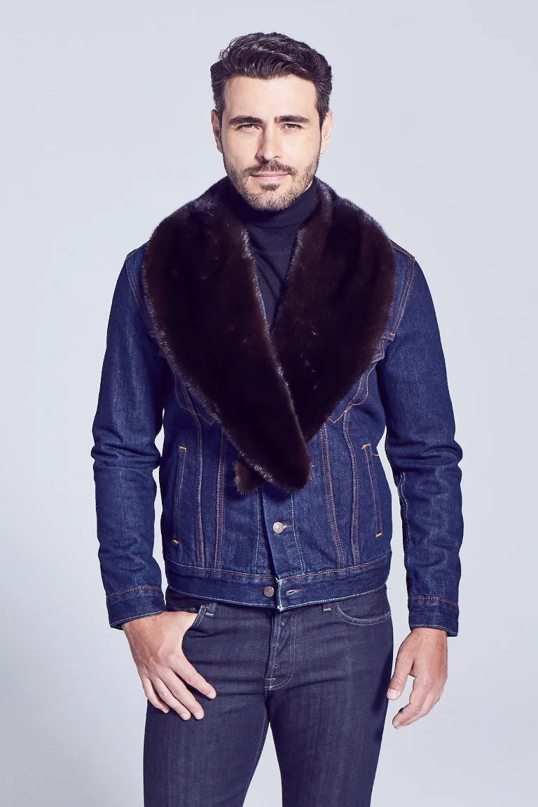 Men's Mahogany Mink Fur Shawl Collar