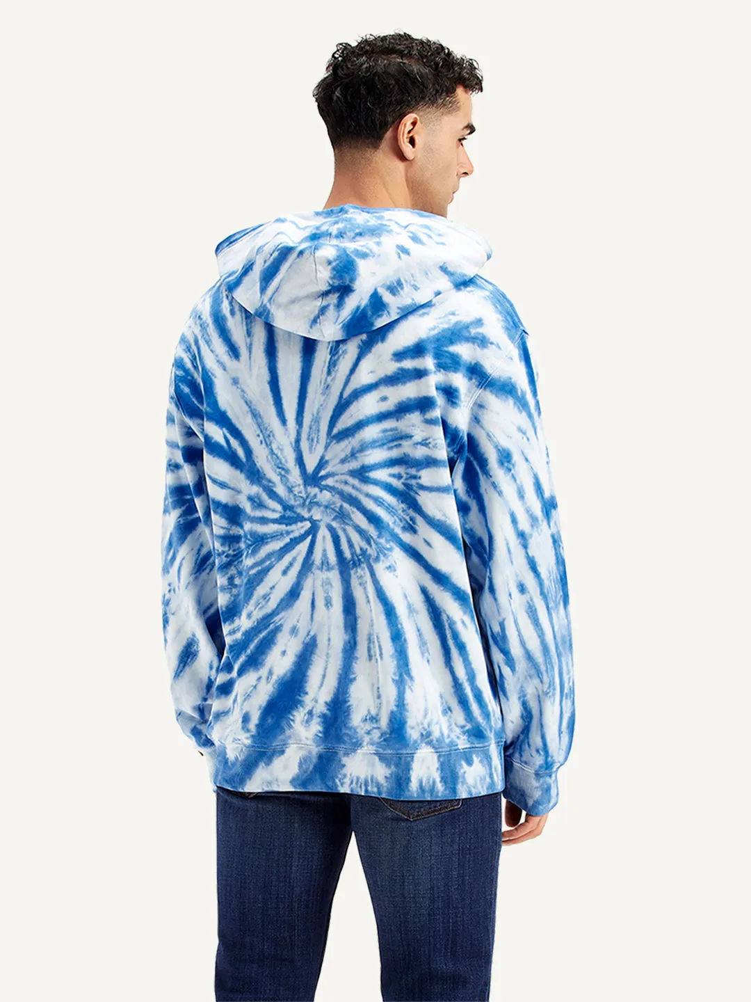 Men's Tie-Dye Blue Hooded Sweatshirt