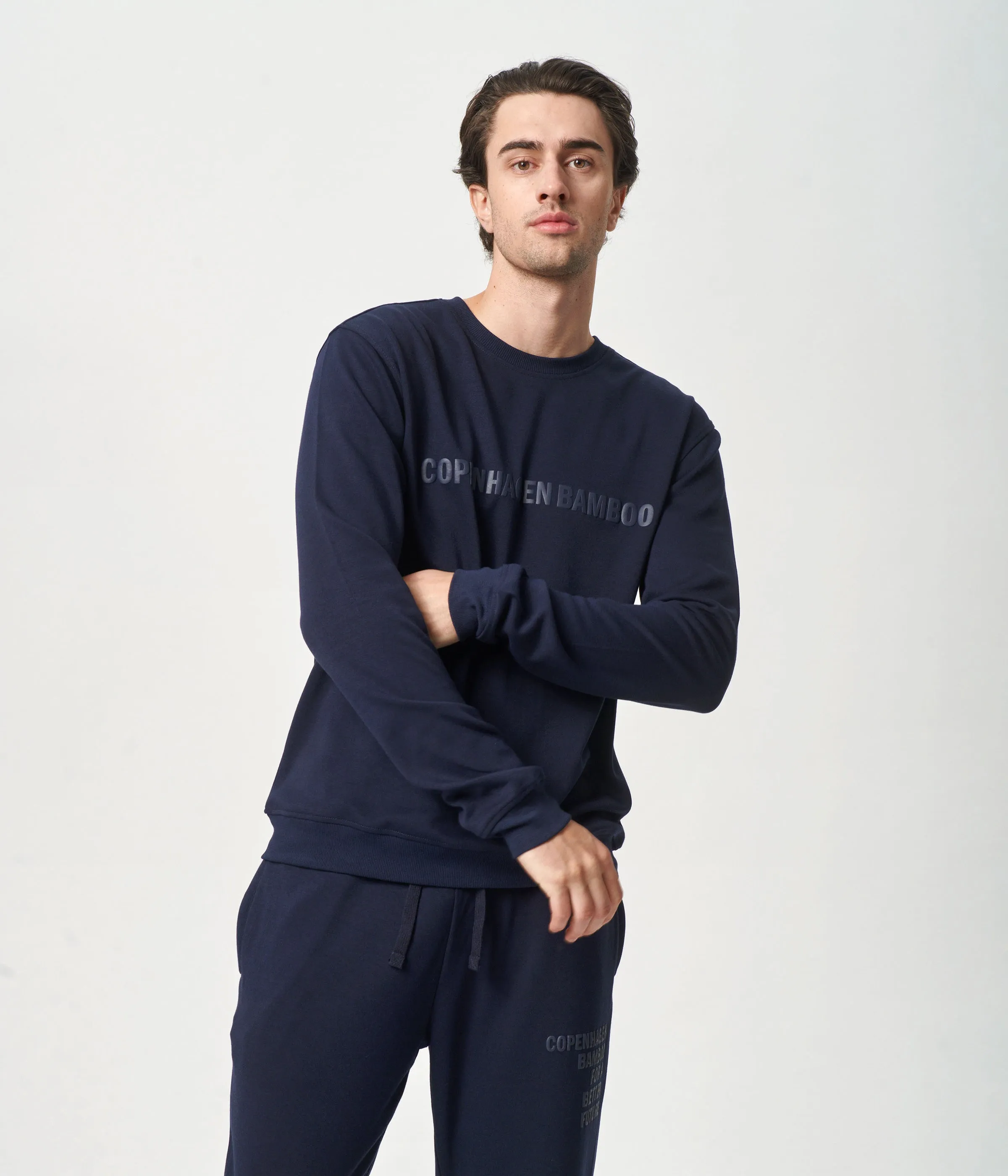 Navy bamboo sweatshirt with logo