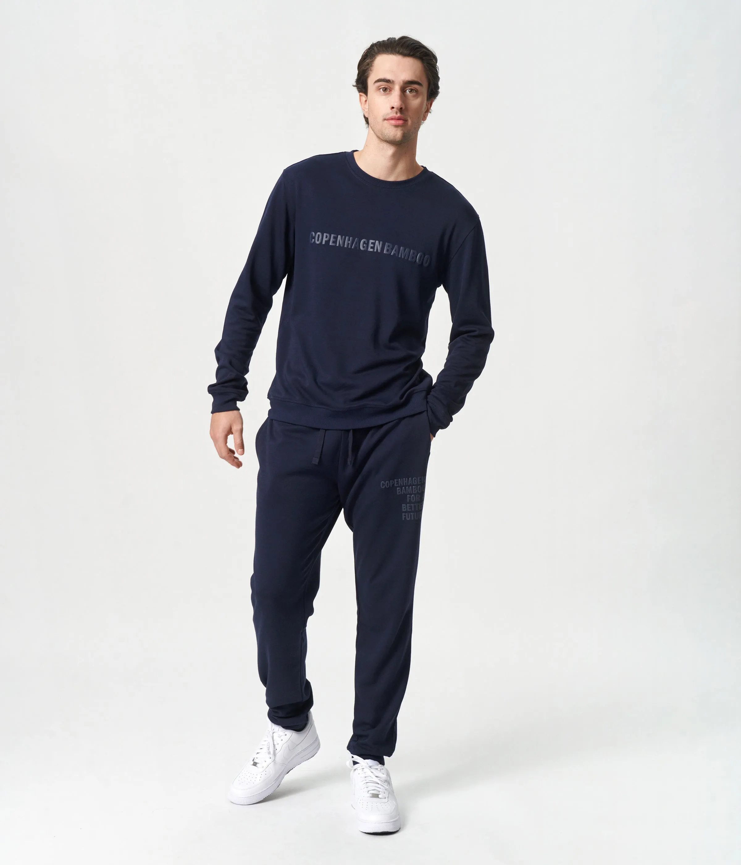 Navy bamboo sweatshirt with logo