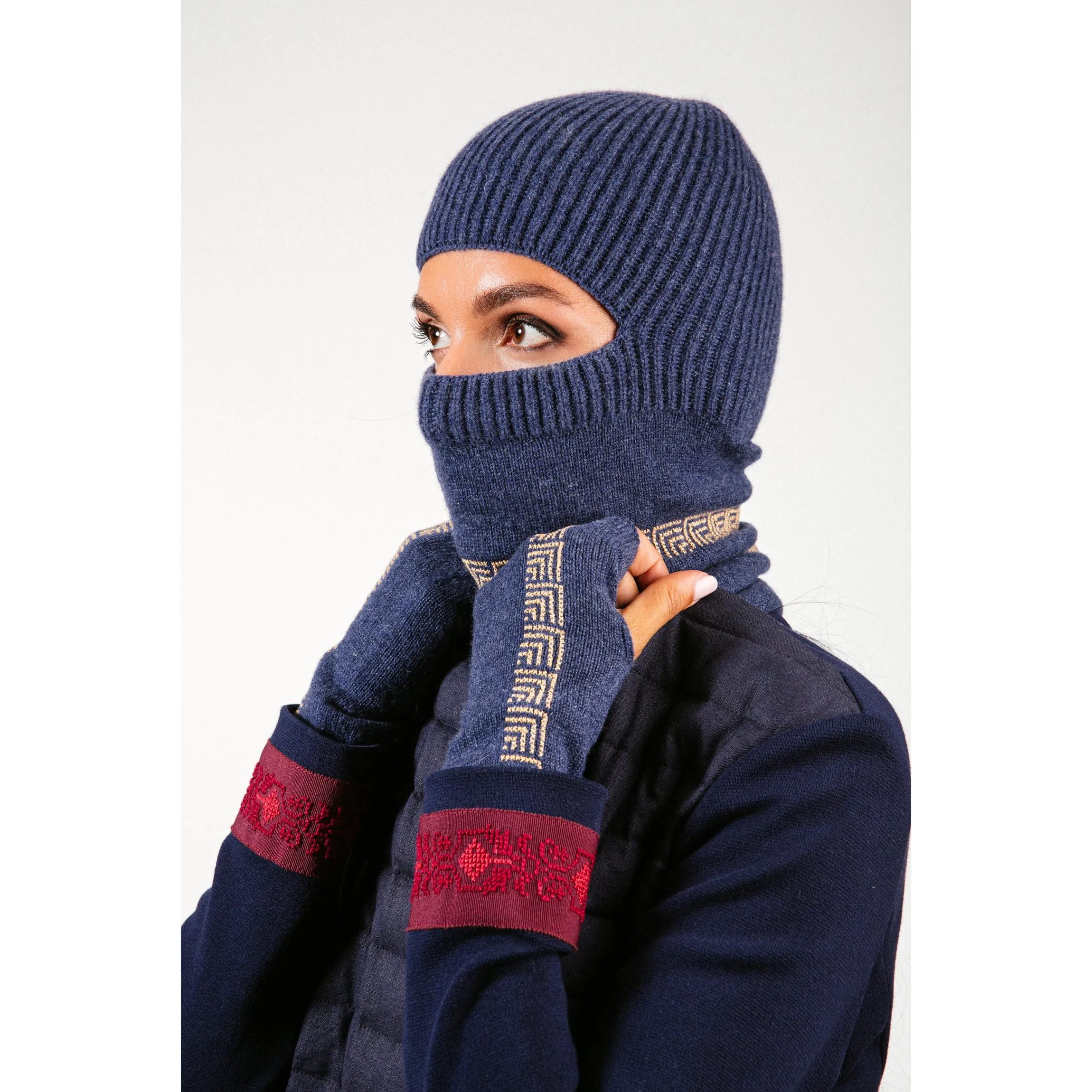 NOTTE BLUE CASHMERE BALACLAVA/BEANIE