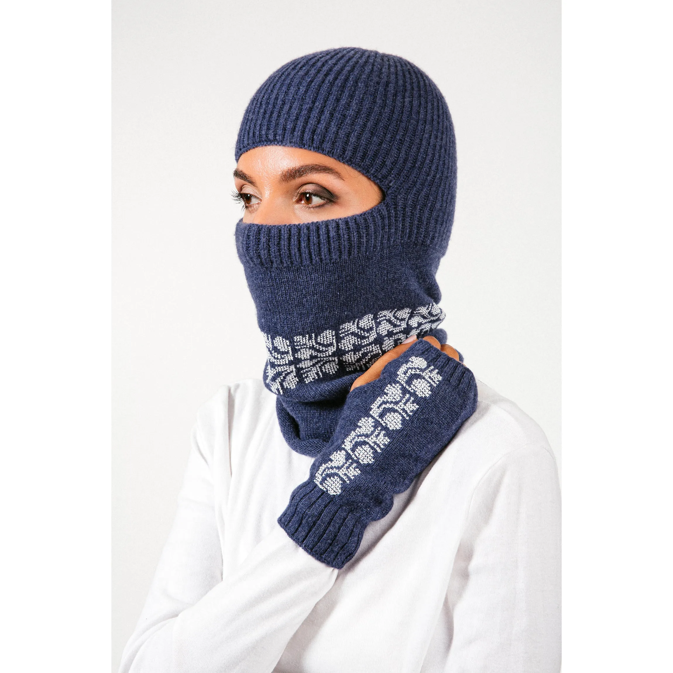 NOTTE BLUE CASHMERE BALACLAVA/BEANIE