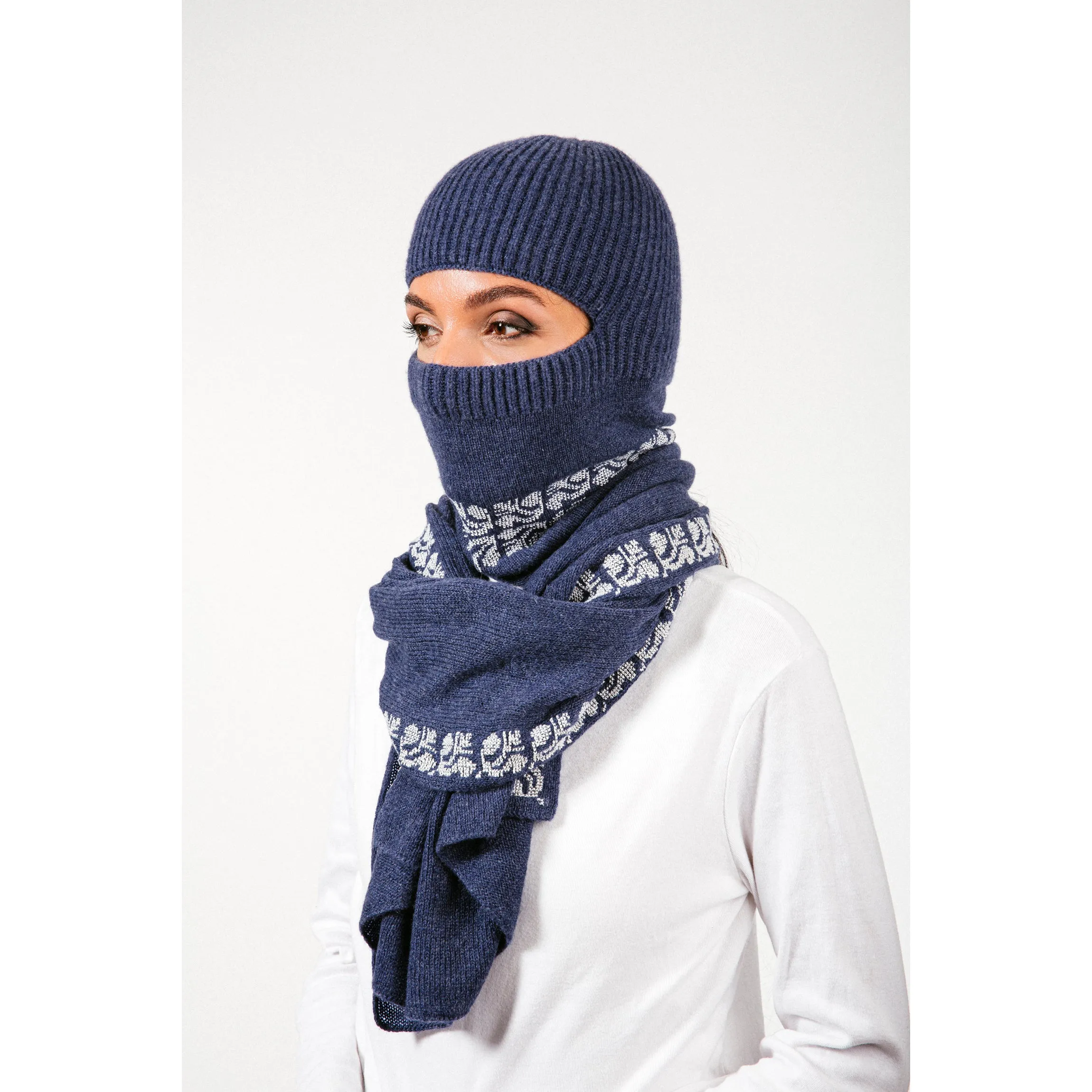 NOTTE BLUE CASHMERE BALACLAVA/BEANIE