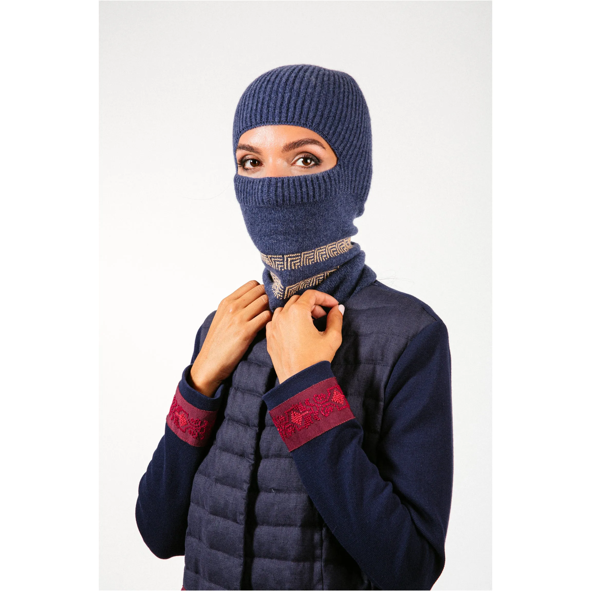 NOTTE BLUE CASHMERE BALACLAVA/BEANIE