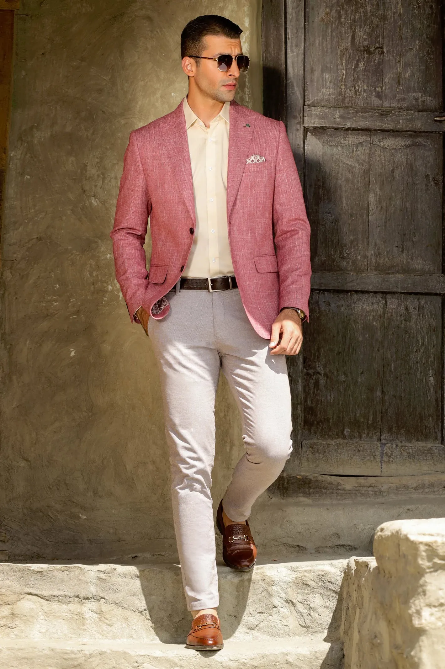 Pink Check Blazer for Men