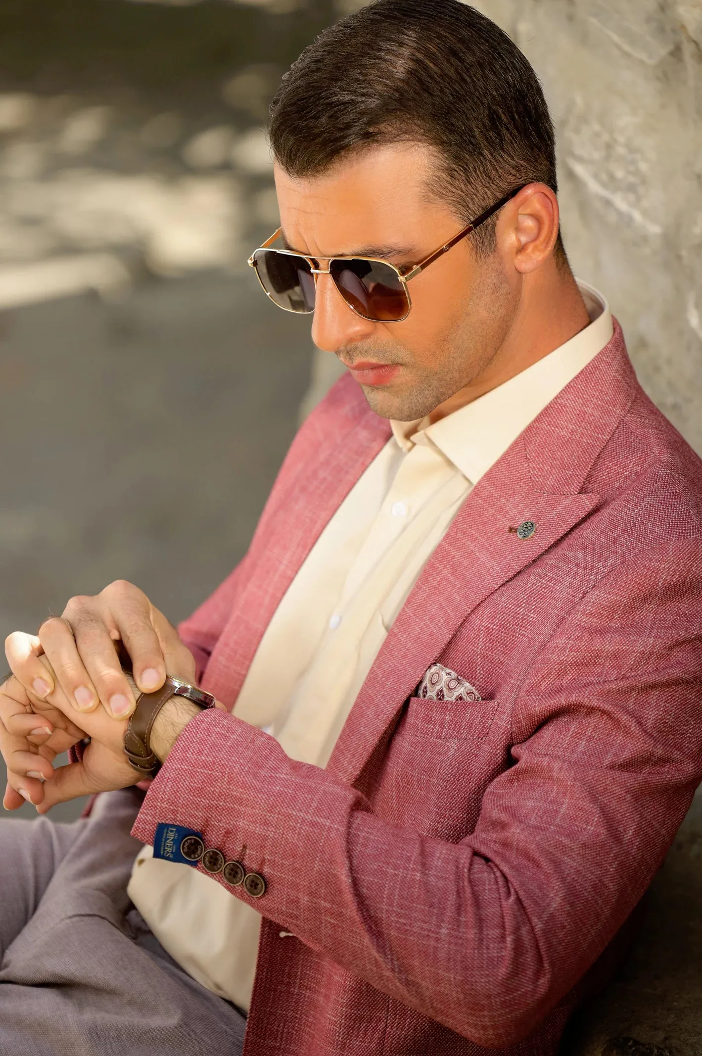 Pink Check Blazer for Men