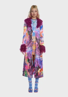 Pleasure Print Satin Marla Maxi Jacket