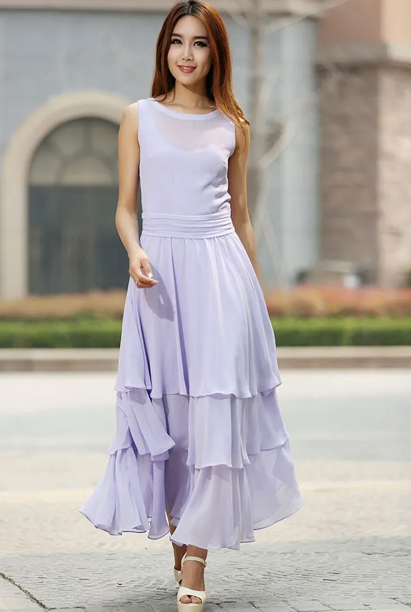 Purple dress woman chiffon maxi dress prom dress wedding dress (929)