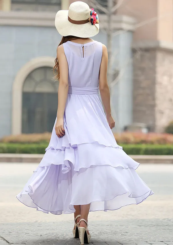 Purple dress woman chiffon maxi dress prom dress wedding dress (929)