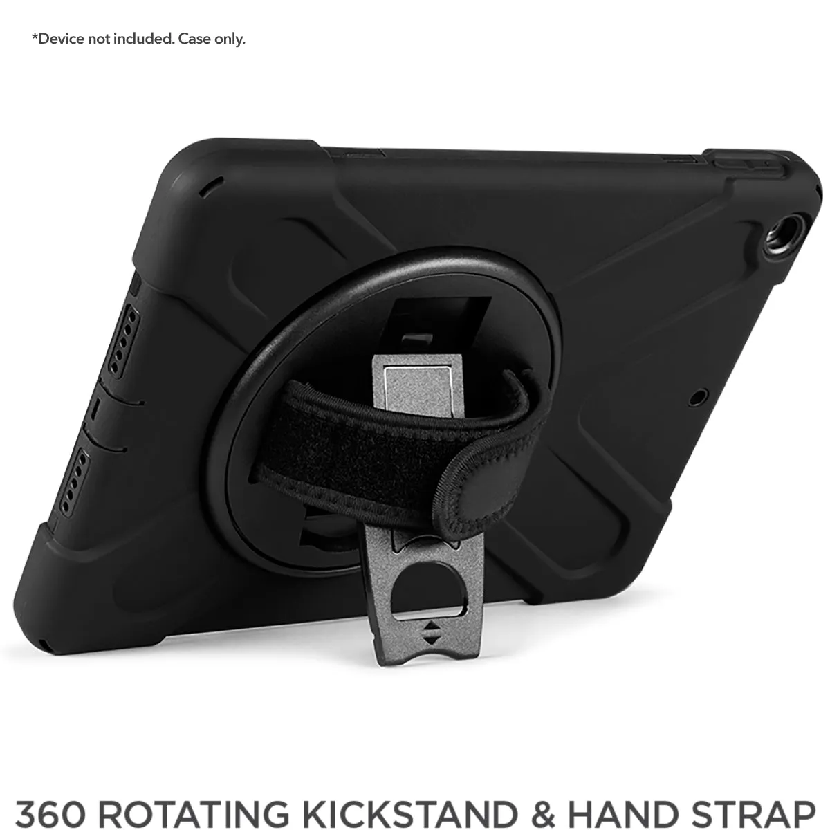 Rapture Rugged - iPad 10.2" Gen9/ 8/ 7 w/ Kickstand & Hand Strap Black Tablet Cases