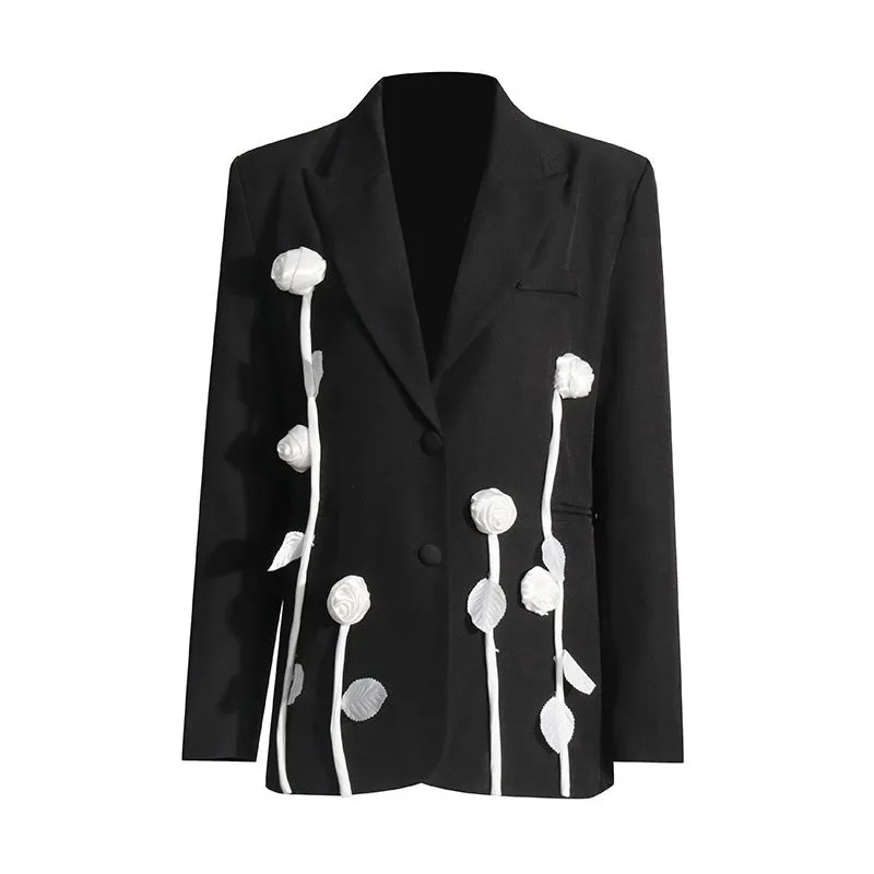 Sandra Contrast Floral Decor Blazer