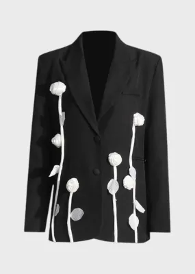 Sandra Contrast Floral Decor Blazer