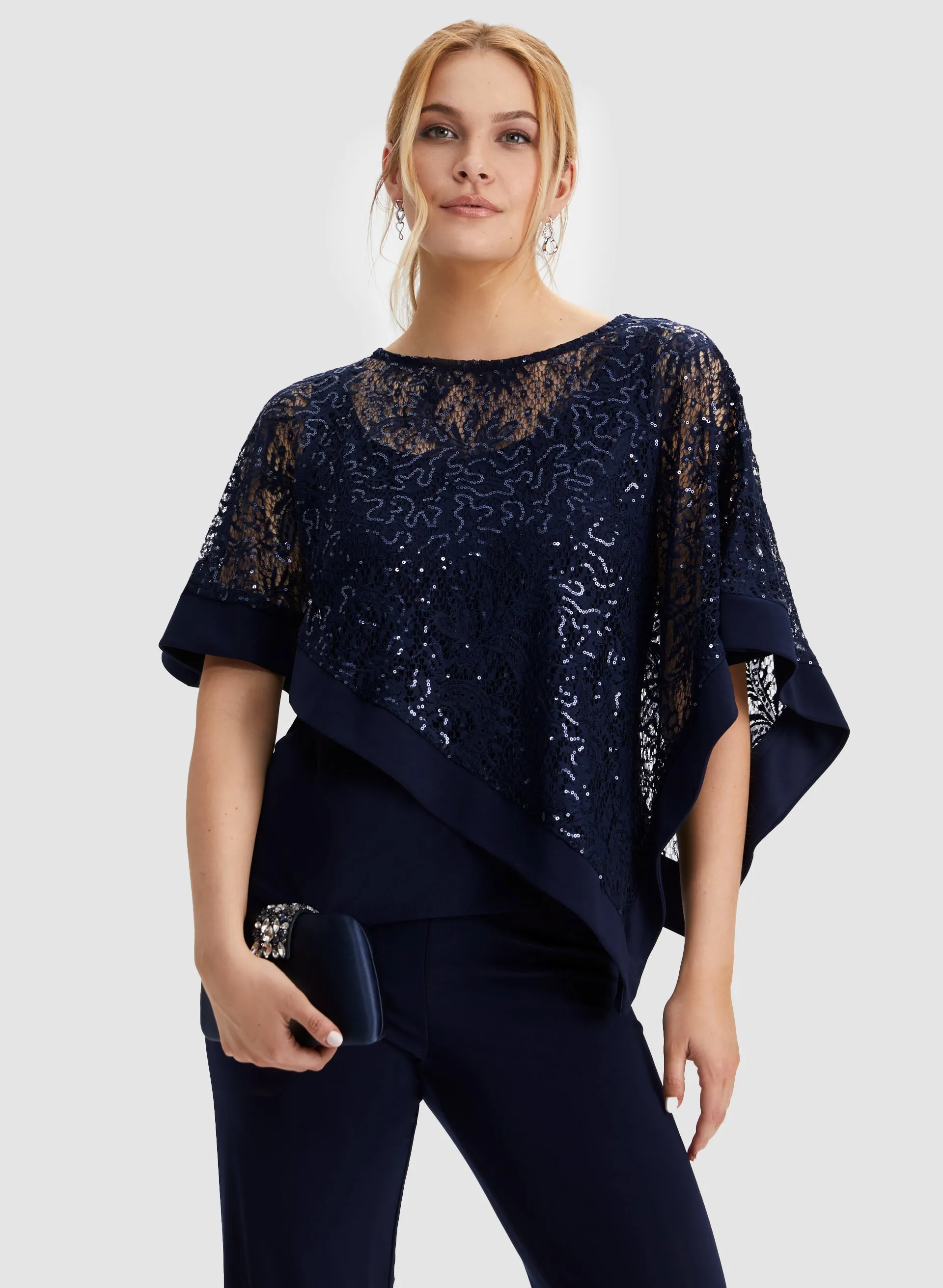 Sequin Poncho Cami & Pants Set