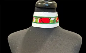 Single Collar White with Red and Green Center Ribbon