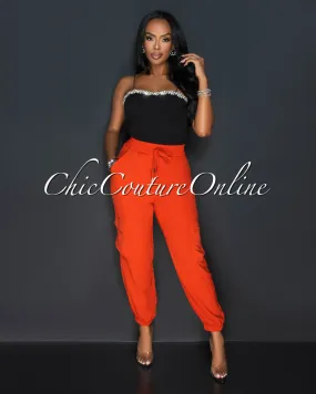 Siyanda Brunt Orange Light Weight Cargo Joggers