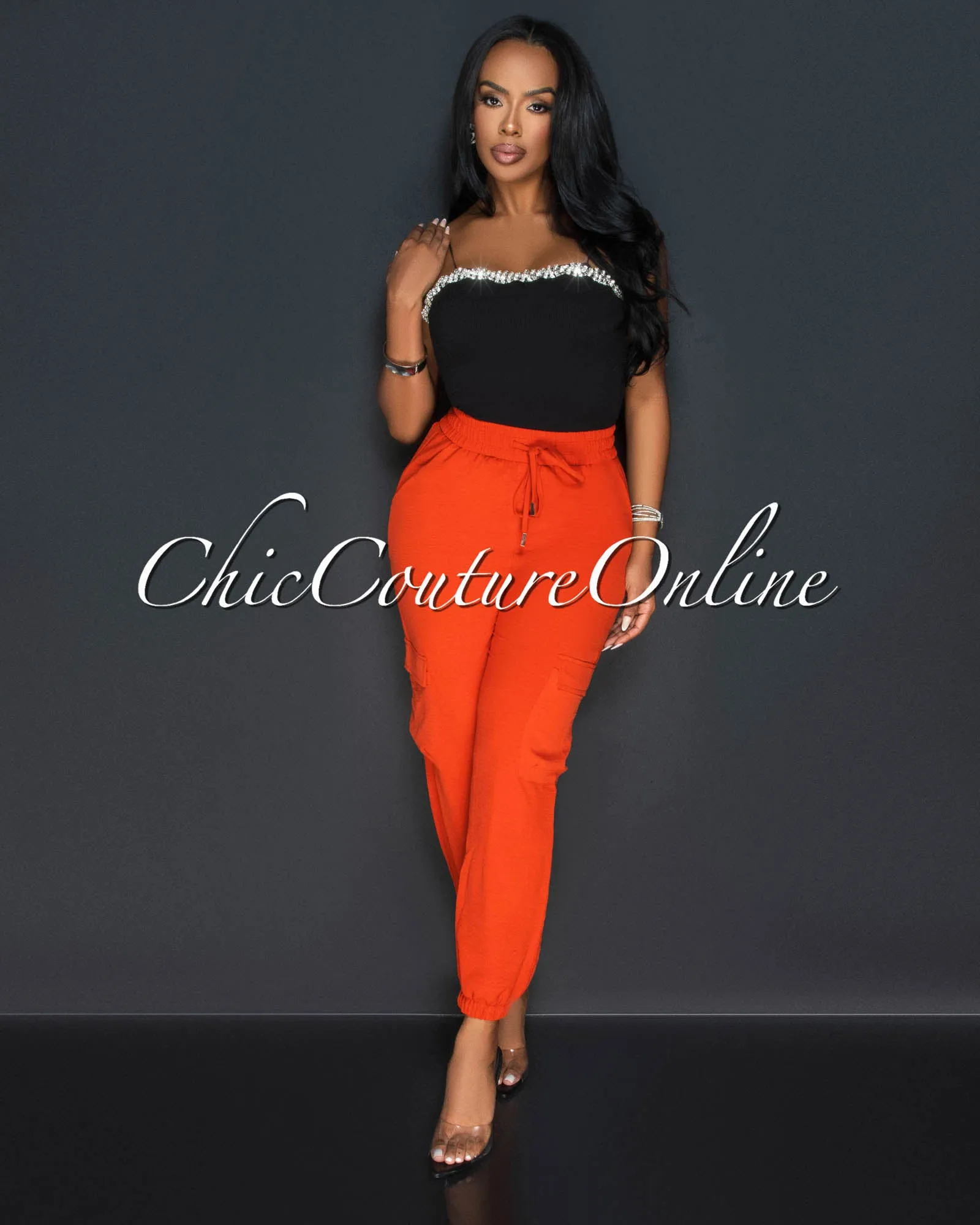 Siyanda Brunt Orange Light Weight Cargo Joggers