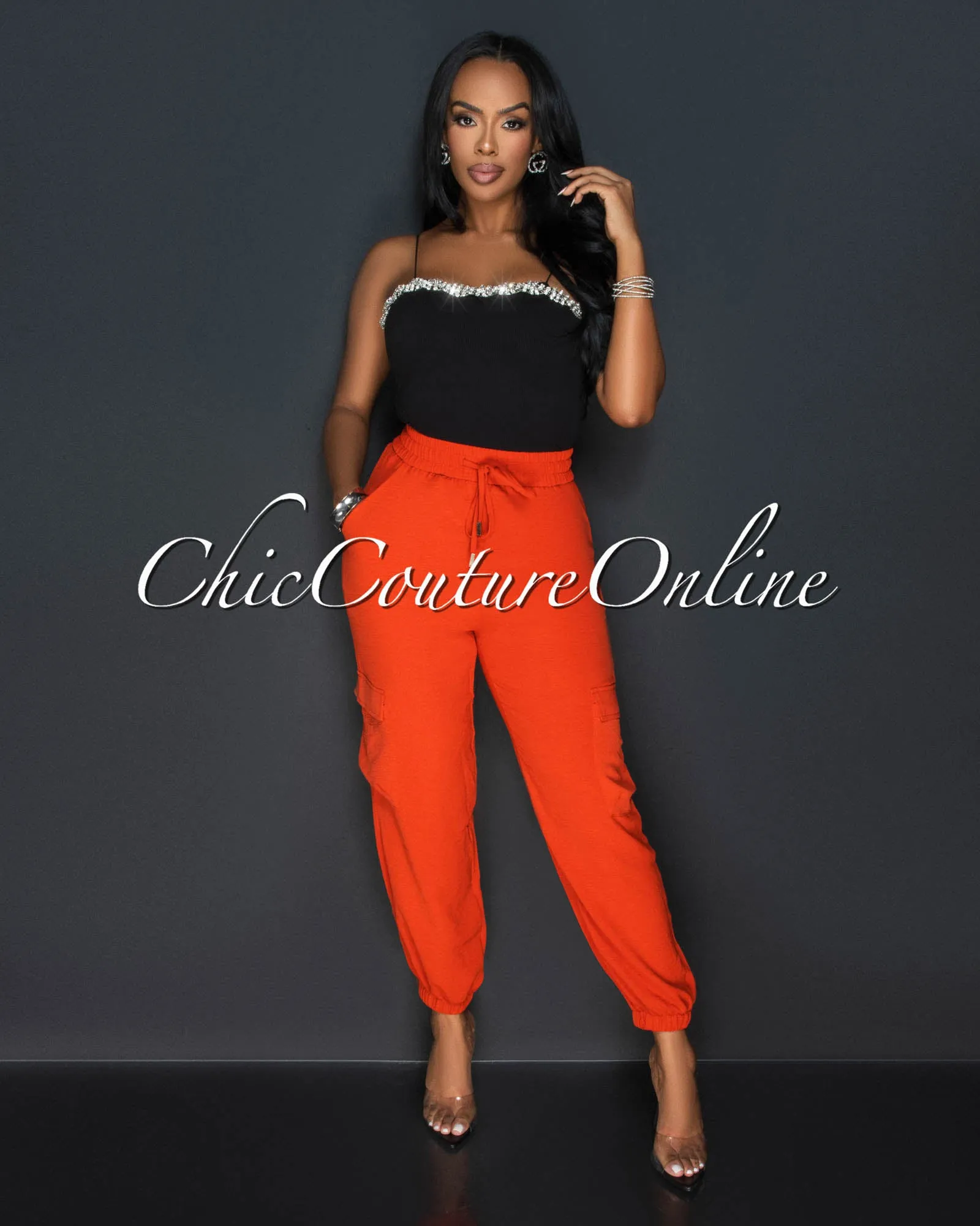 Siyanda Brunt Orange Light Weight Cargo Joggers