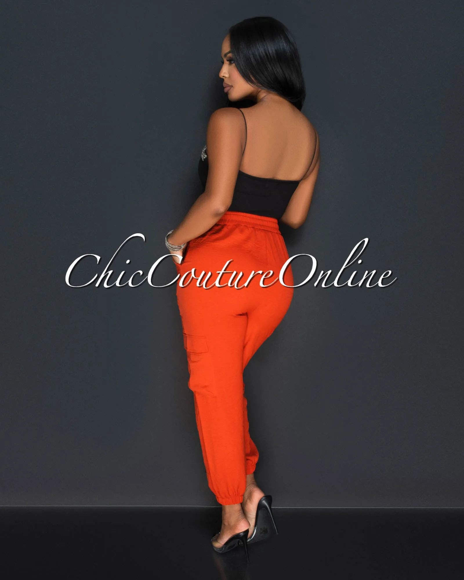 Siyanda Brunt Orange Light Weight Cargo Joggers