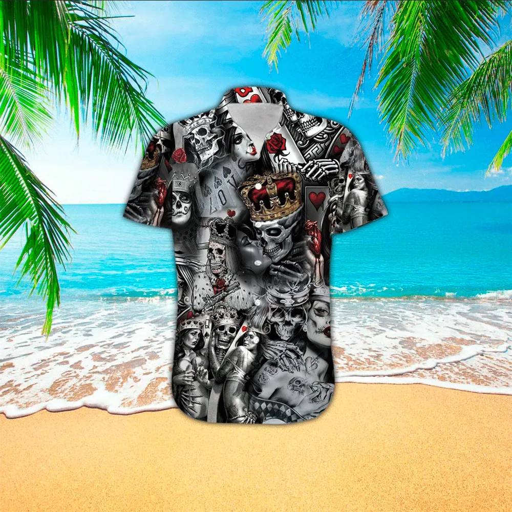 Skull couple, Skull king and quen hawaiian shirt, Gift For Skull Lovers, Hawaiian shirt for Men, Women, Adult