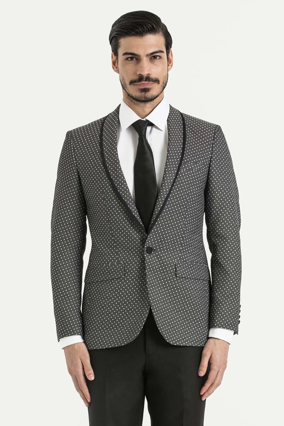 Slim Fit Notch Lapel Gray Casual Blazer