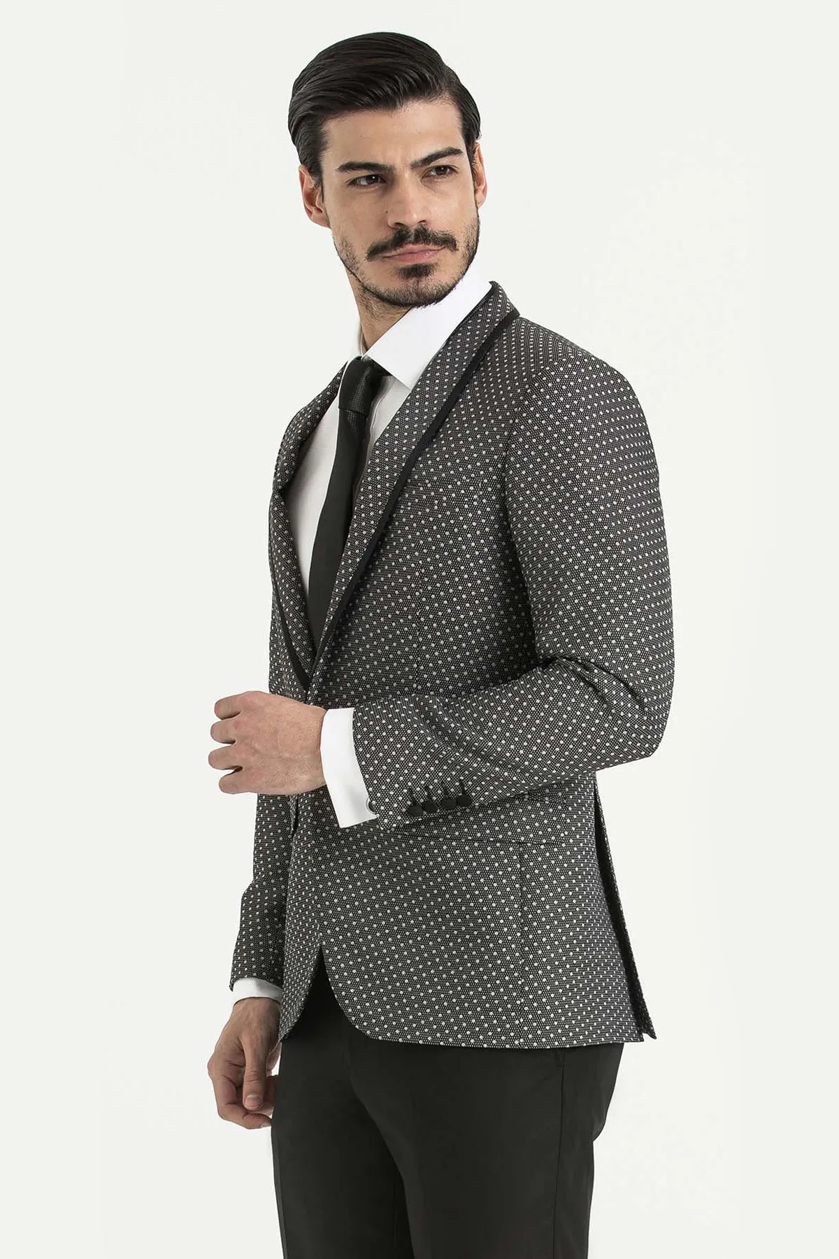 Slim Fit Notch Lapel Gray Casual Blazer