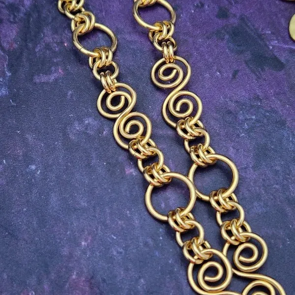 SOLD - READY TO SHIP INFINITY SOFT LOCKING CHAIN COLLAR, Gold with Labradorite, One of A Kind