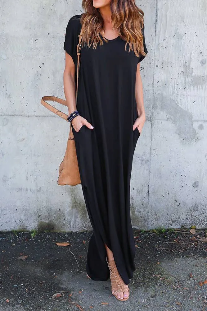 Split Black Maxi Dress