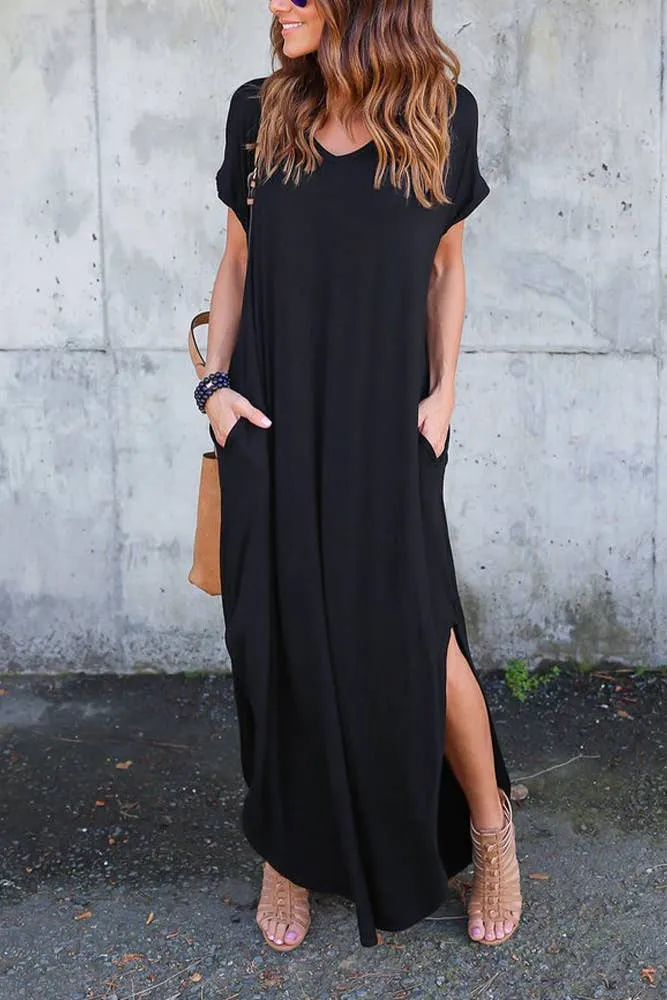 Split Black Maxi Dress