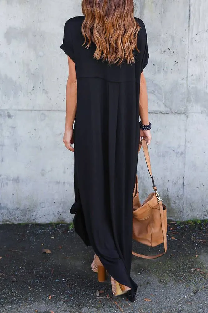 Split Black Maxi Dress