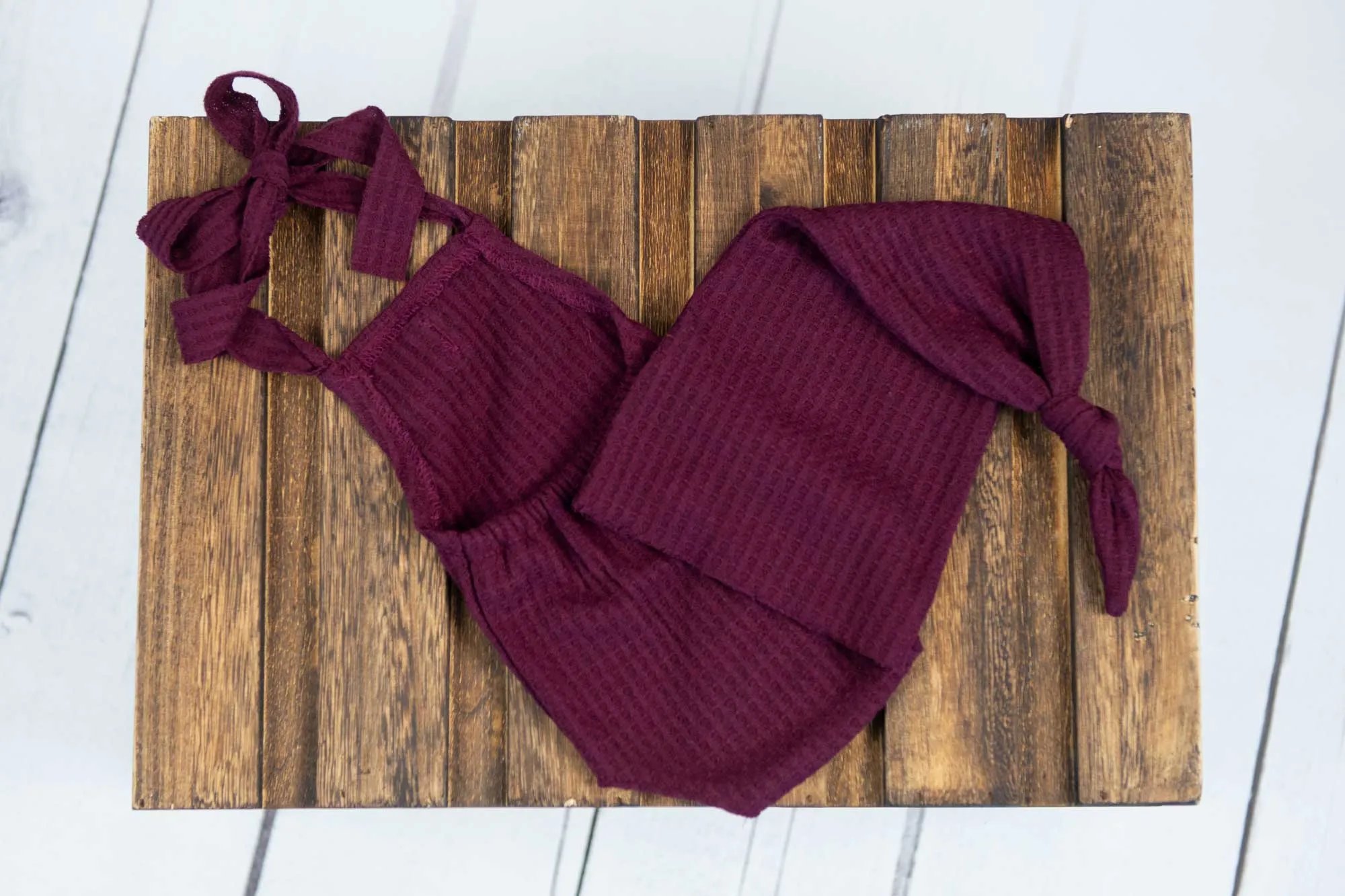 Stitch Romper - Perforated - Burgundy