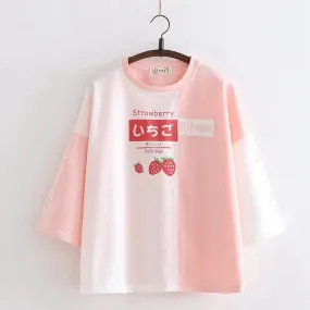 Strawberry Ribbon Kawaii Tee