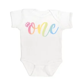 Sweet Wink Girls White FIRST BIRTHDAY AGE S/S Bodysuit - ONE