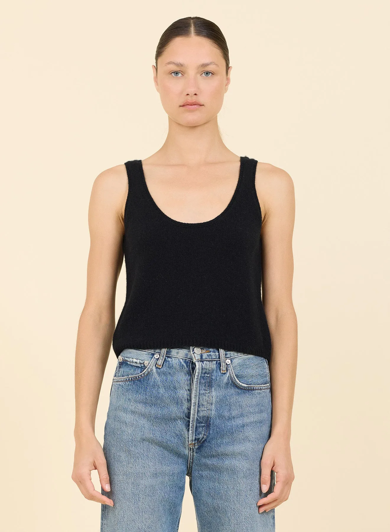 Talia Cashmere Tank - Black