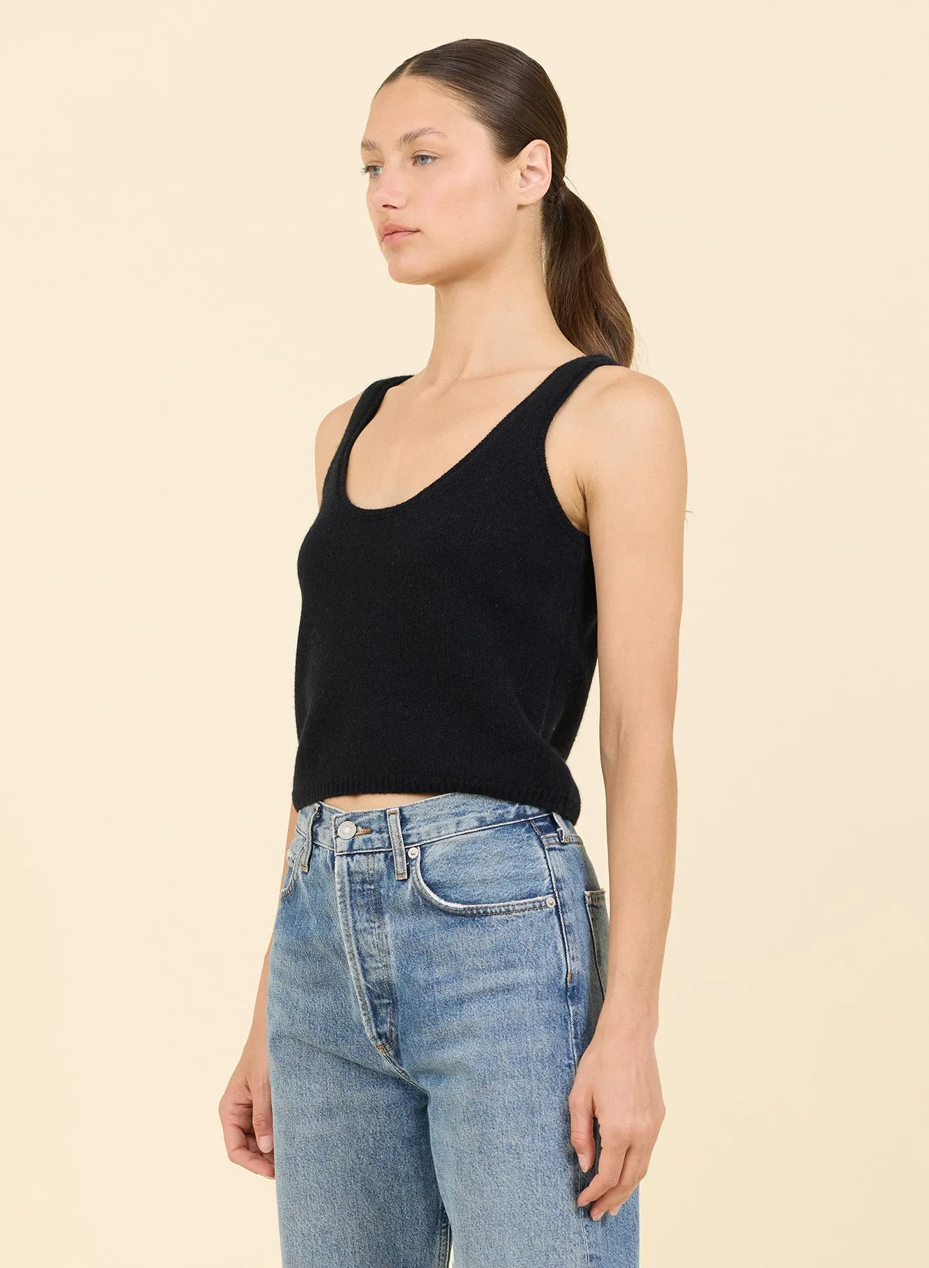 Talia Cashmere Tank - Black