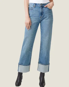 The Peyton: Medium Wash High Rise Cuff Jeans