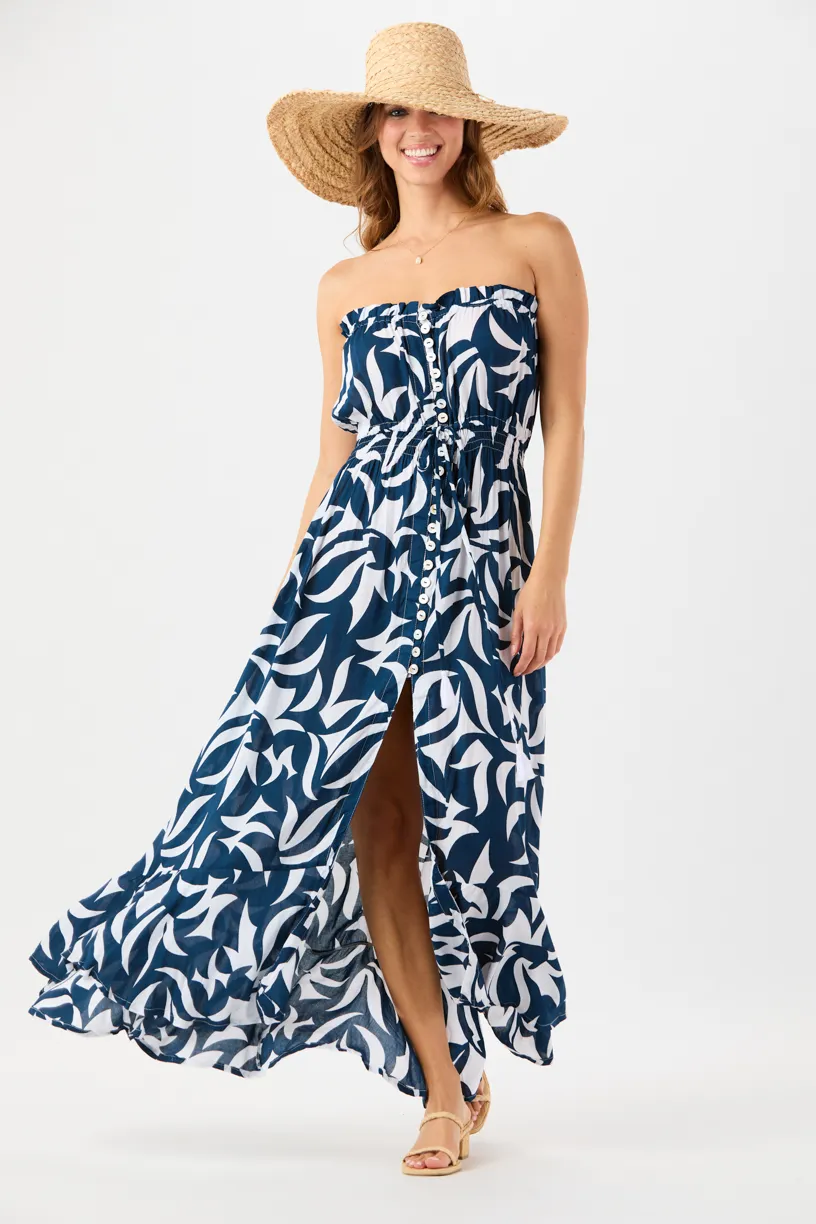 TIARE HAWAII Ryden Maxi Dress - Abstract Geo Navy