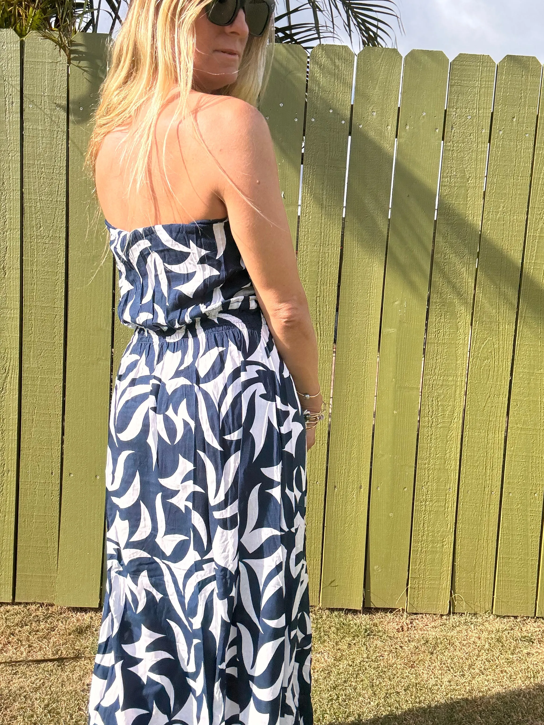 TIARE HAWAII Ryden Maxi Dress - Abstract Geo Navy