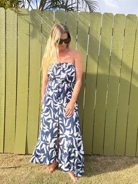 TIARE HAWAII Ryden Maxi Dress - Abstract Geo Navy