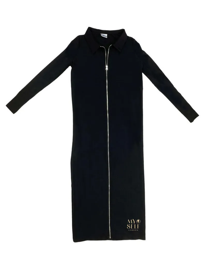 Undercover Waterwear Black Full Zip Maxi Swim Dress