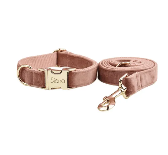 Velvet Dog Collar and Leash Set