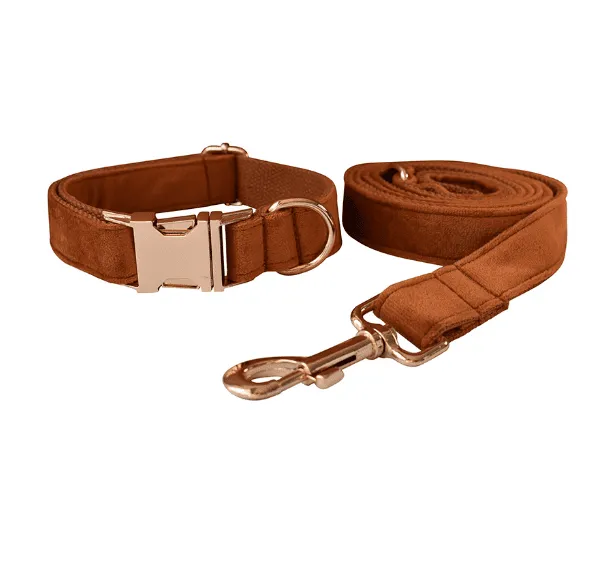 Velvet Dog Collar and Leash Set