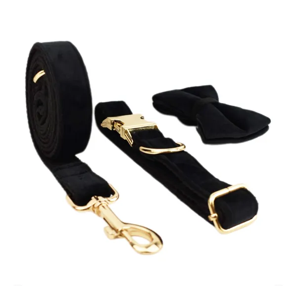 Velvet Dog Collar and Leash Set